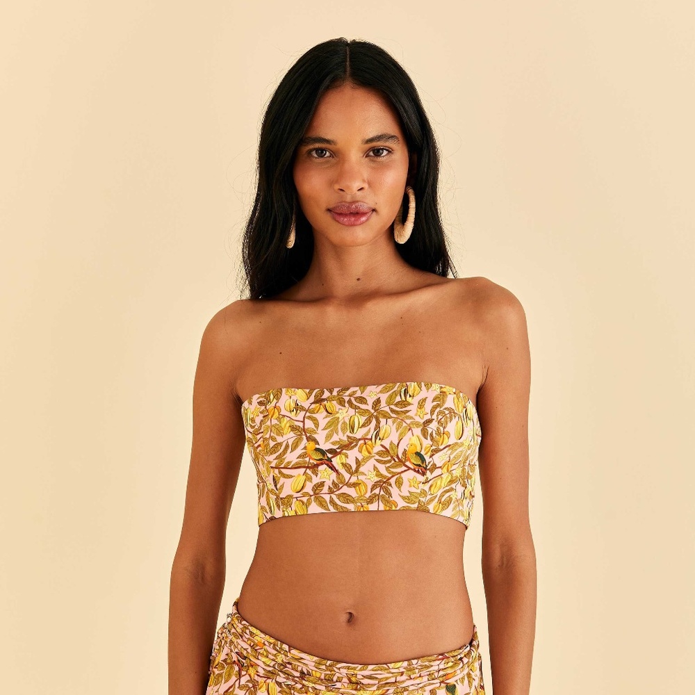 FARM Rio - Light Pink Star Fruit Crop Top- SMALL